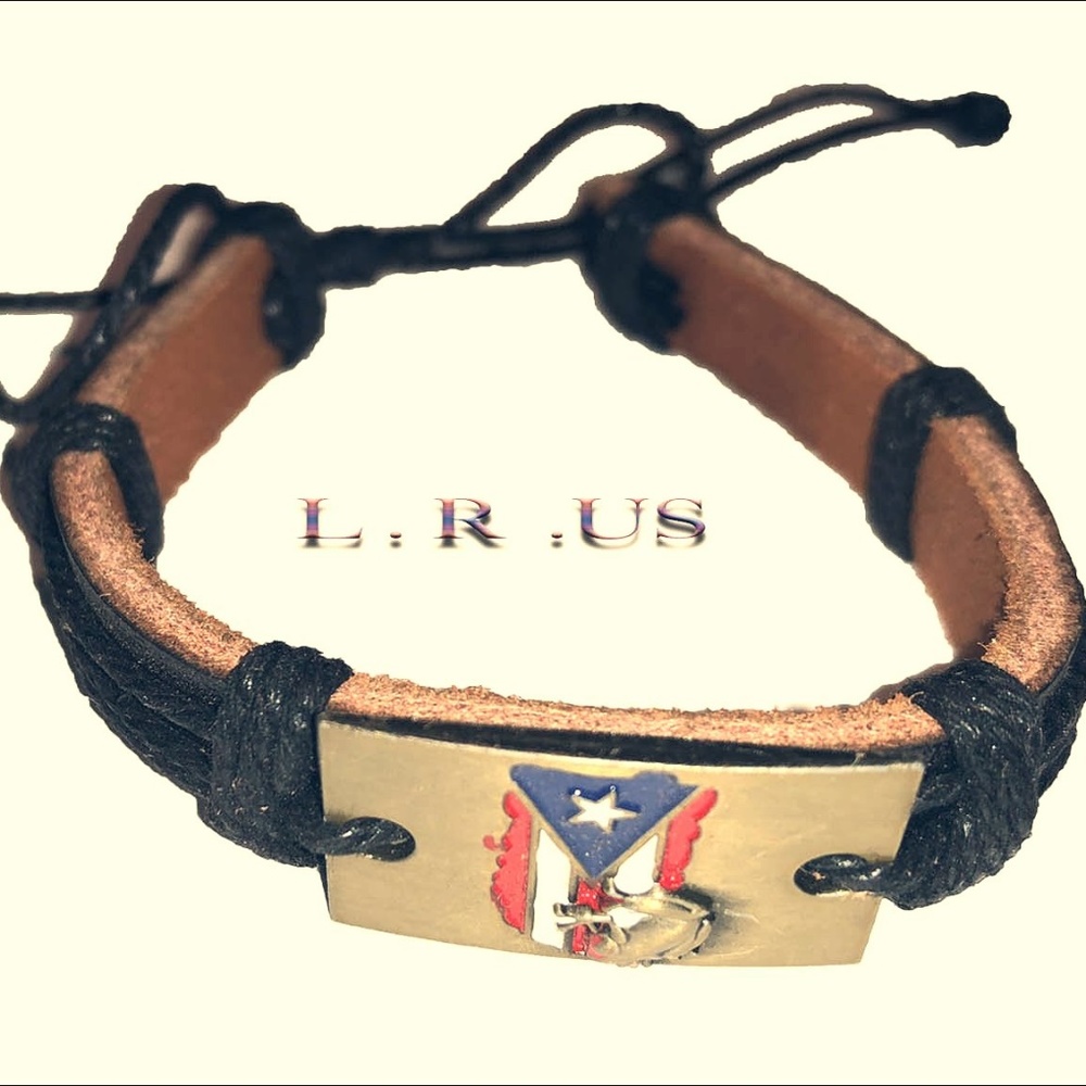 Puerto Rico, Puerto Rican, Leather wristband Cool
